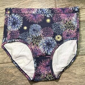 New Jockey Cotton Stretch Brief Panties Size 7/L Blue Fireworks Design